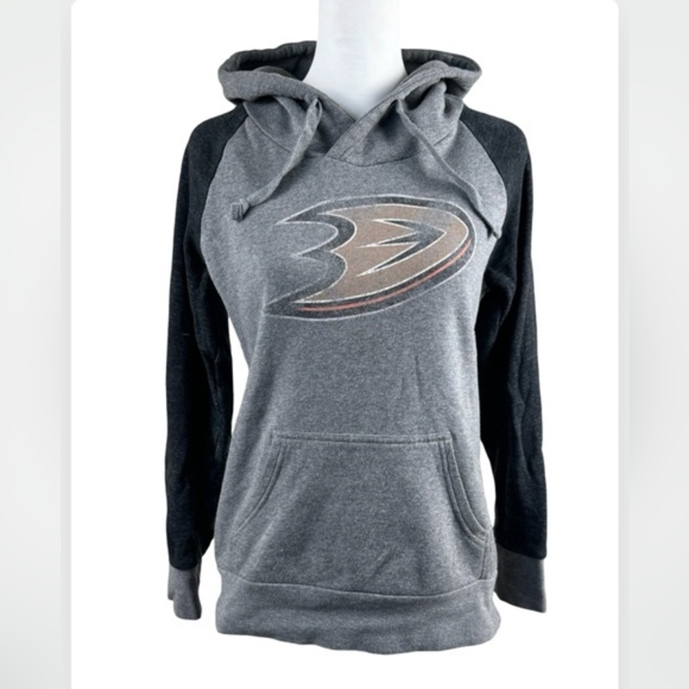 Fanatics Anaheim Ducks Gray Colorblock Graphic Hoodie Sweatshirt Small NHL